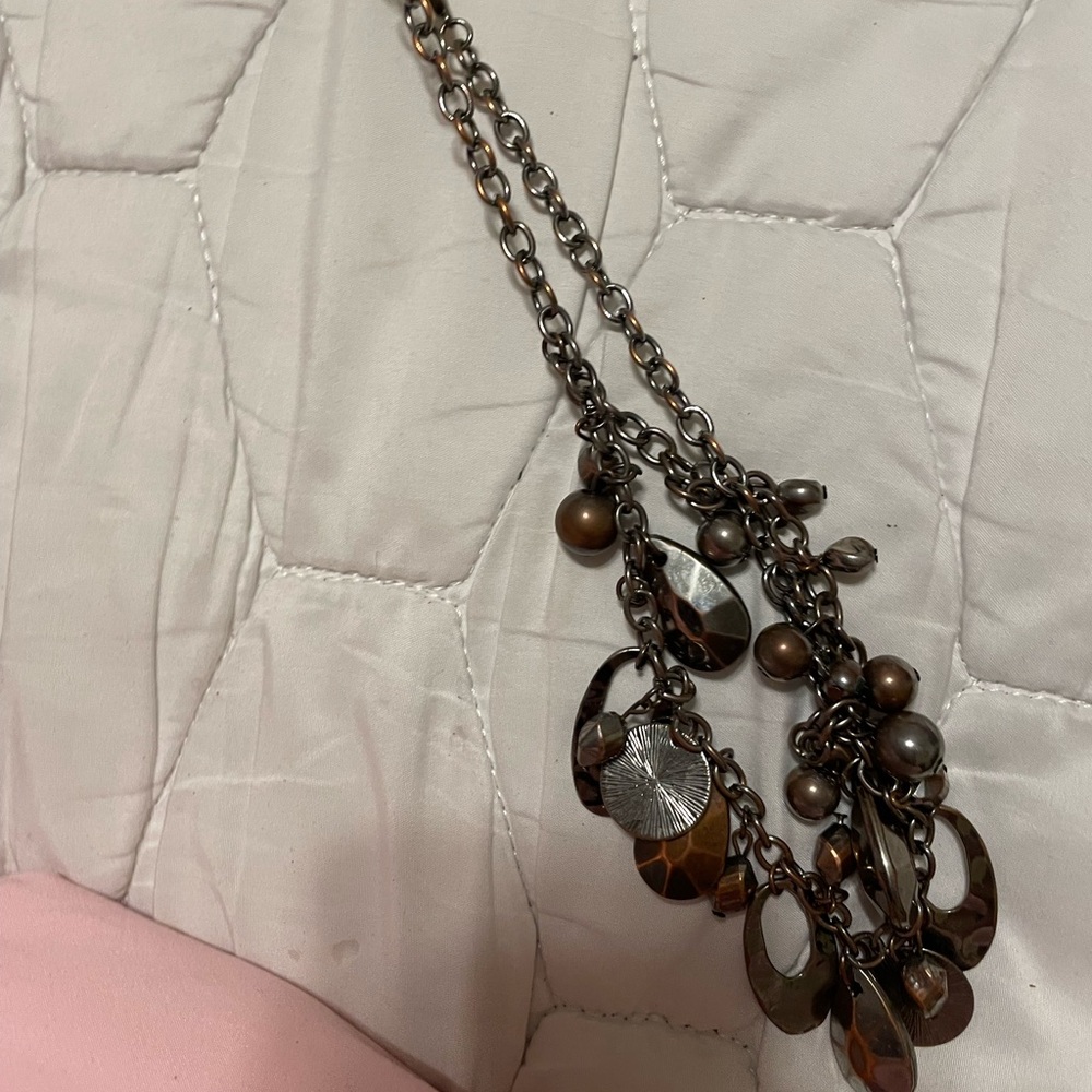 Elegant Silver and Brown Women's Necklace